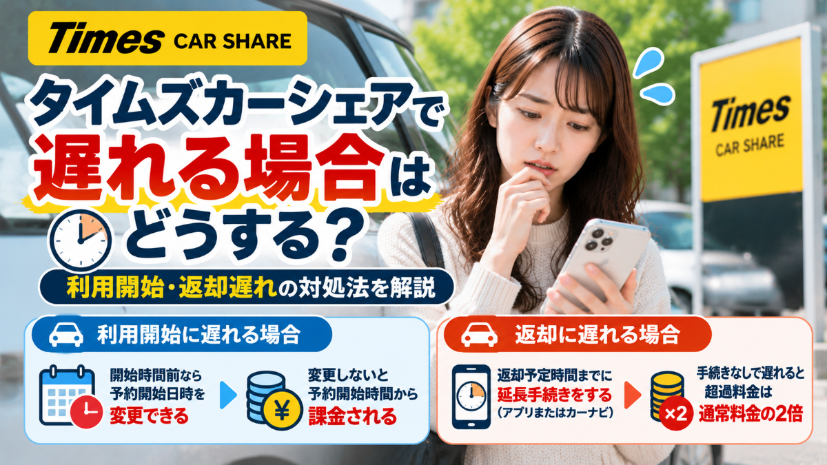 タイムズカーシェアで遅れる場合はどうする？
