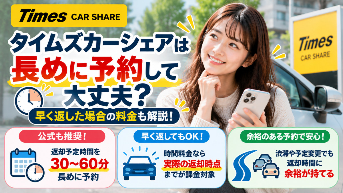 タイムズカーシェアは長めに予約して大丈夫？