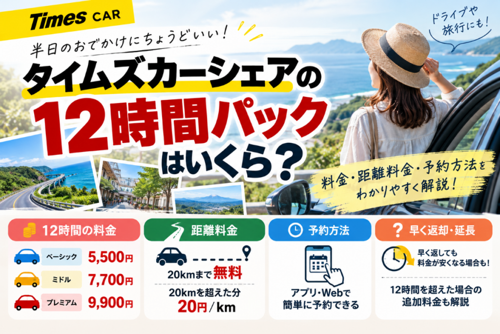タイムズカーシェアの12時間パックはいくら?