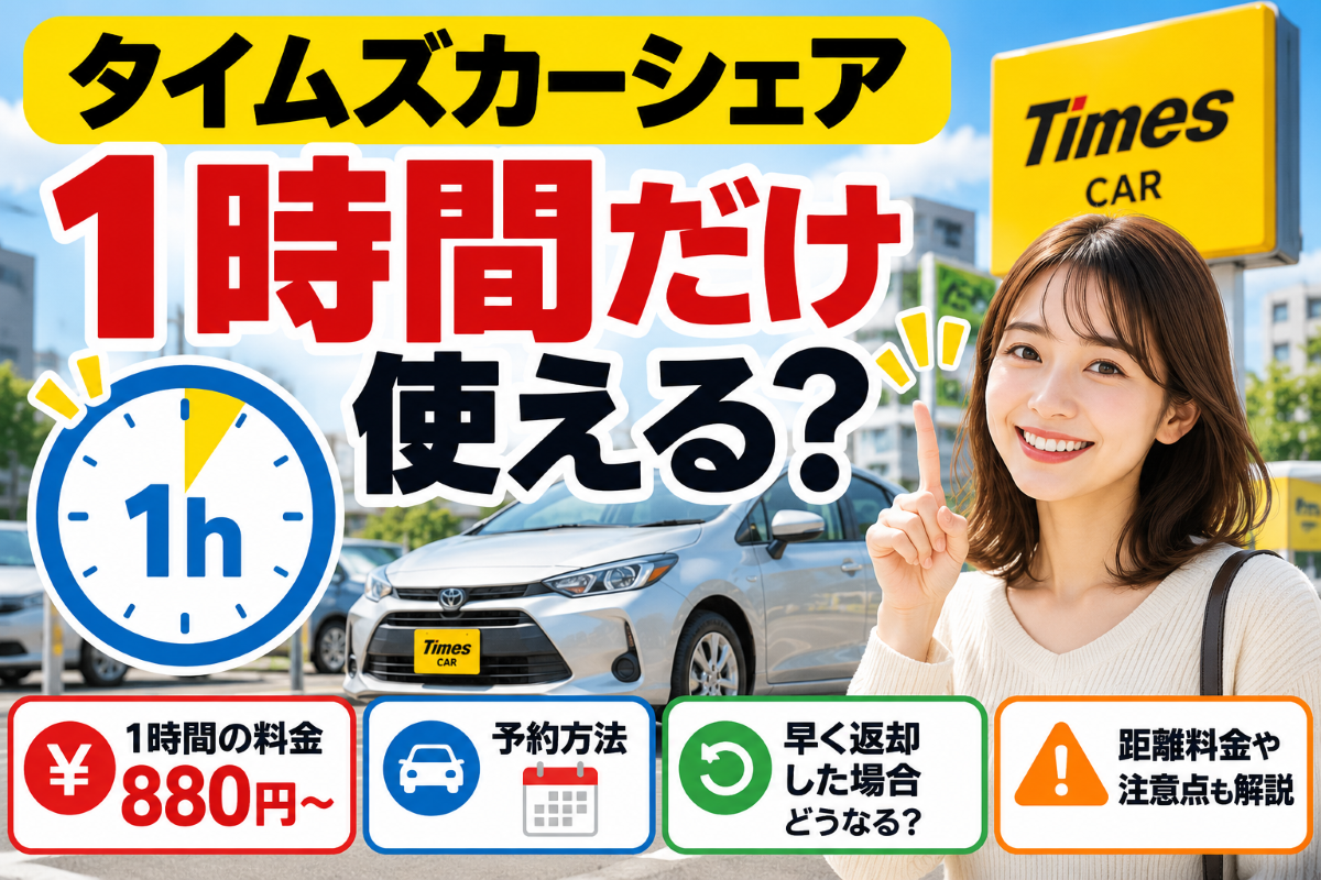 タイムズカーシェア 1時間だけ