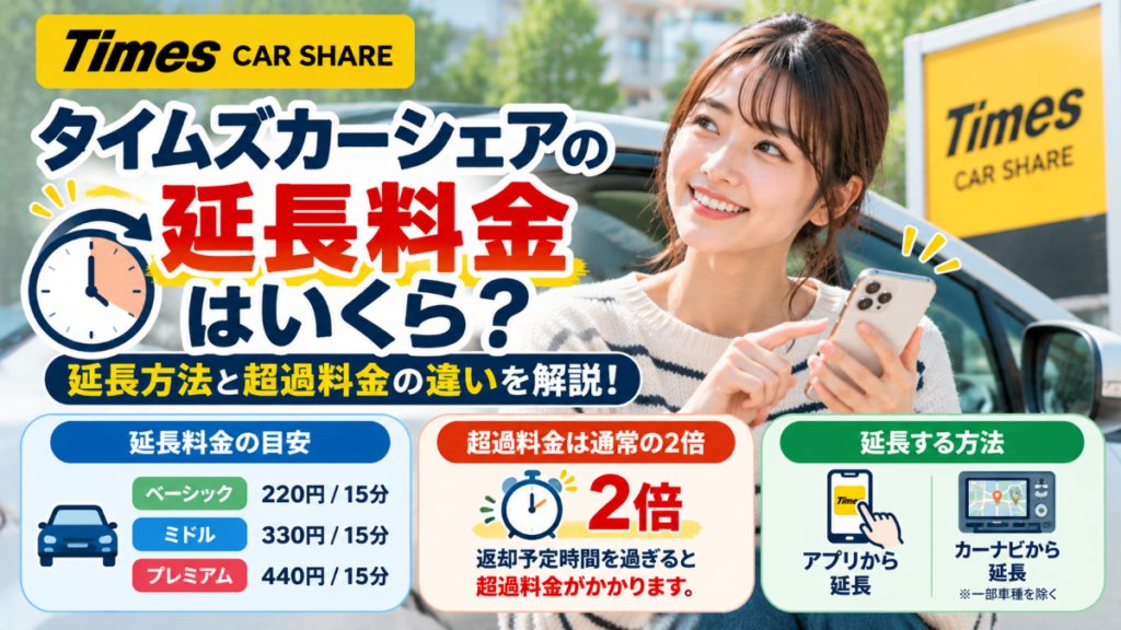 タイムズカーシェアの延長料金はいくら？