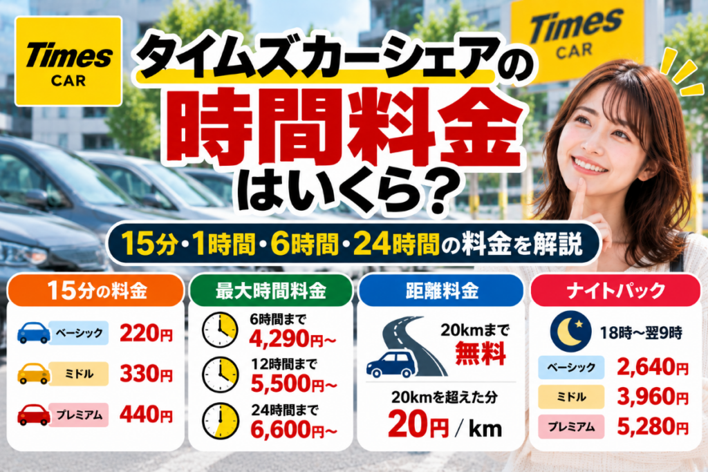 タイムズカーシェアの時間料金はいくら?