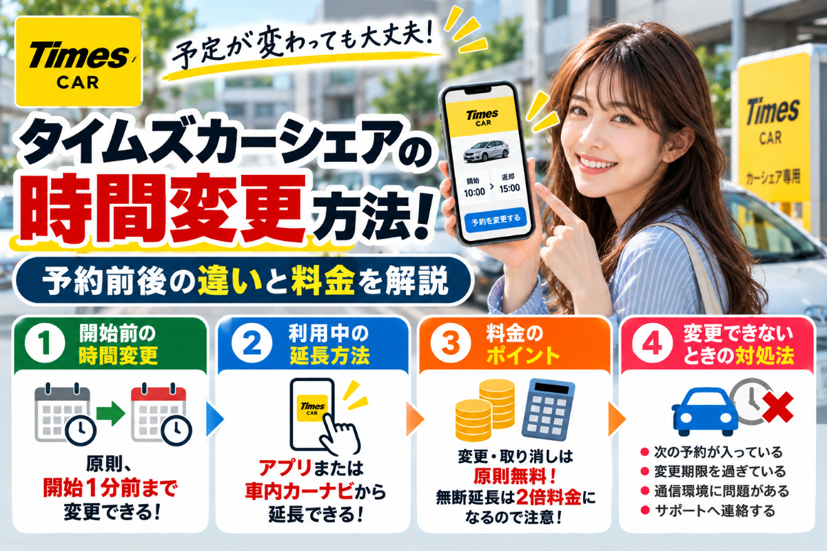 タイムズカーシェア 時間変更